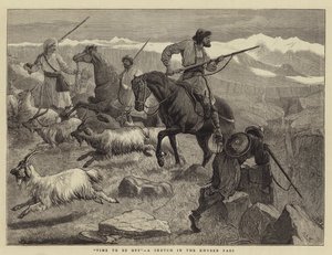 Tijd om te vertrekken, een schets in de Khyber Pass door Samuel Edmund Waller